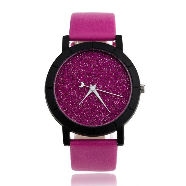 2016 New Fashion Romantic Space Women Watches Women Luxury Quartz Watch Ladies Leather Dress Wristwatch Montre Femme Reloj Mujer