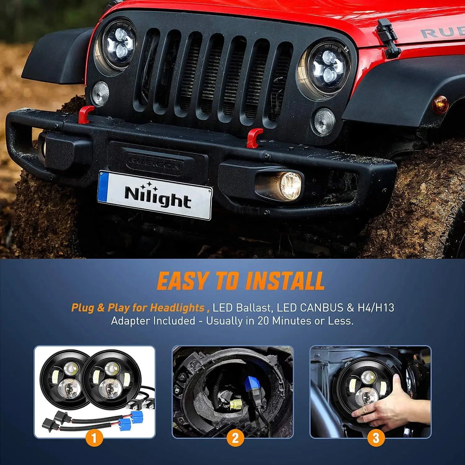 7 Inch Round LED Headlight High Low Beam For Jeep Wrangler JK TJ JL CJ 1997-2020 Rubicon Sahara Hummber H1 H2