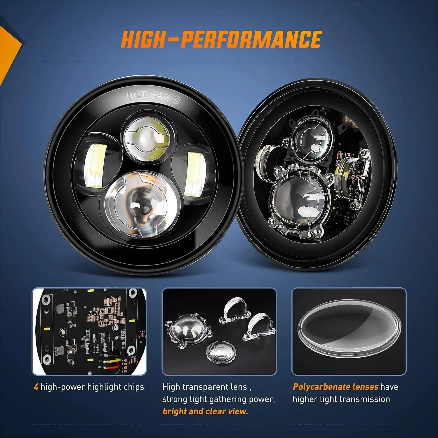 7 Inch Round LED Headlight High Low Beam For Jeep Wrangler JK TJ JL CJ 1997-2020 Rubicon Sahara Hummber H1 H2