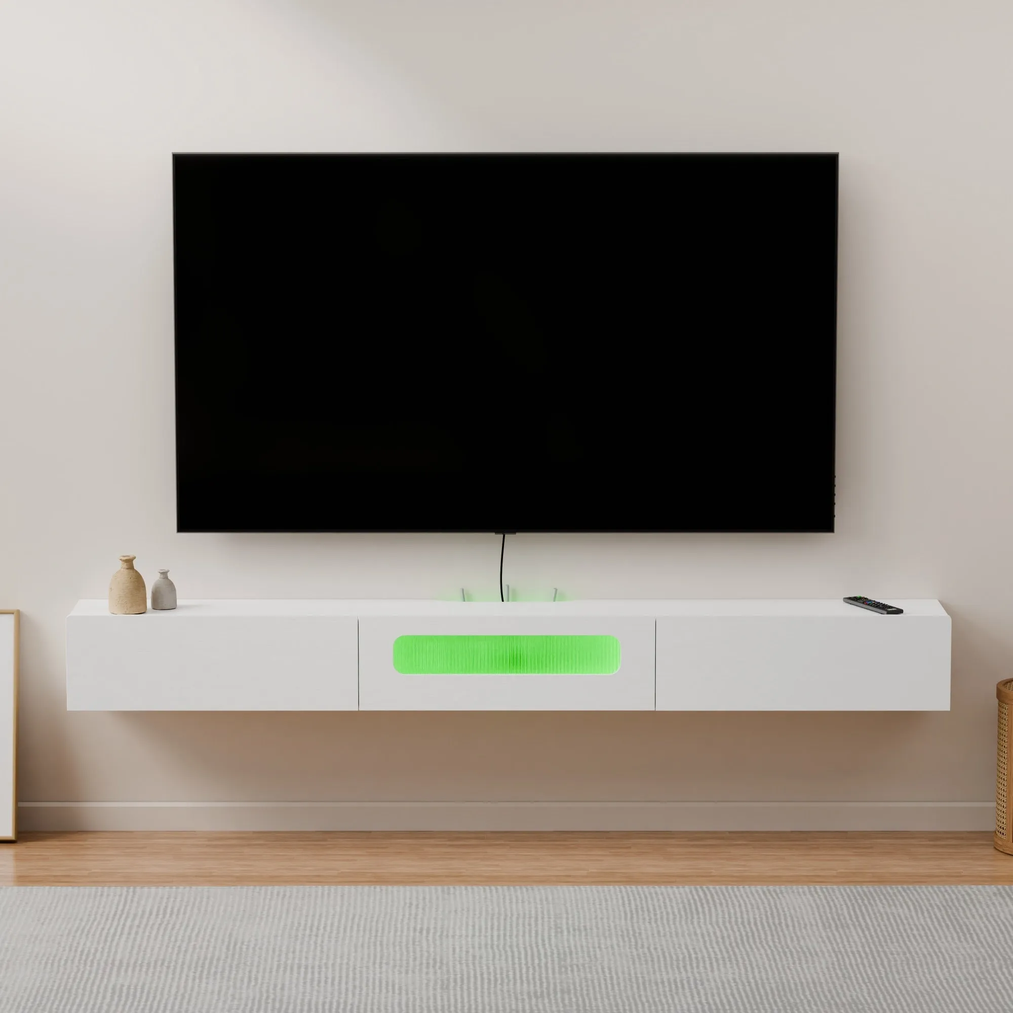 70" Purello Floating TV Stand, White