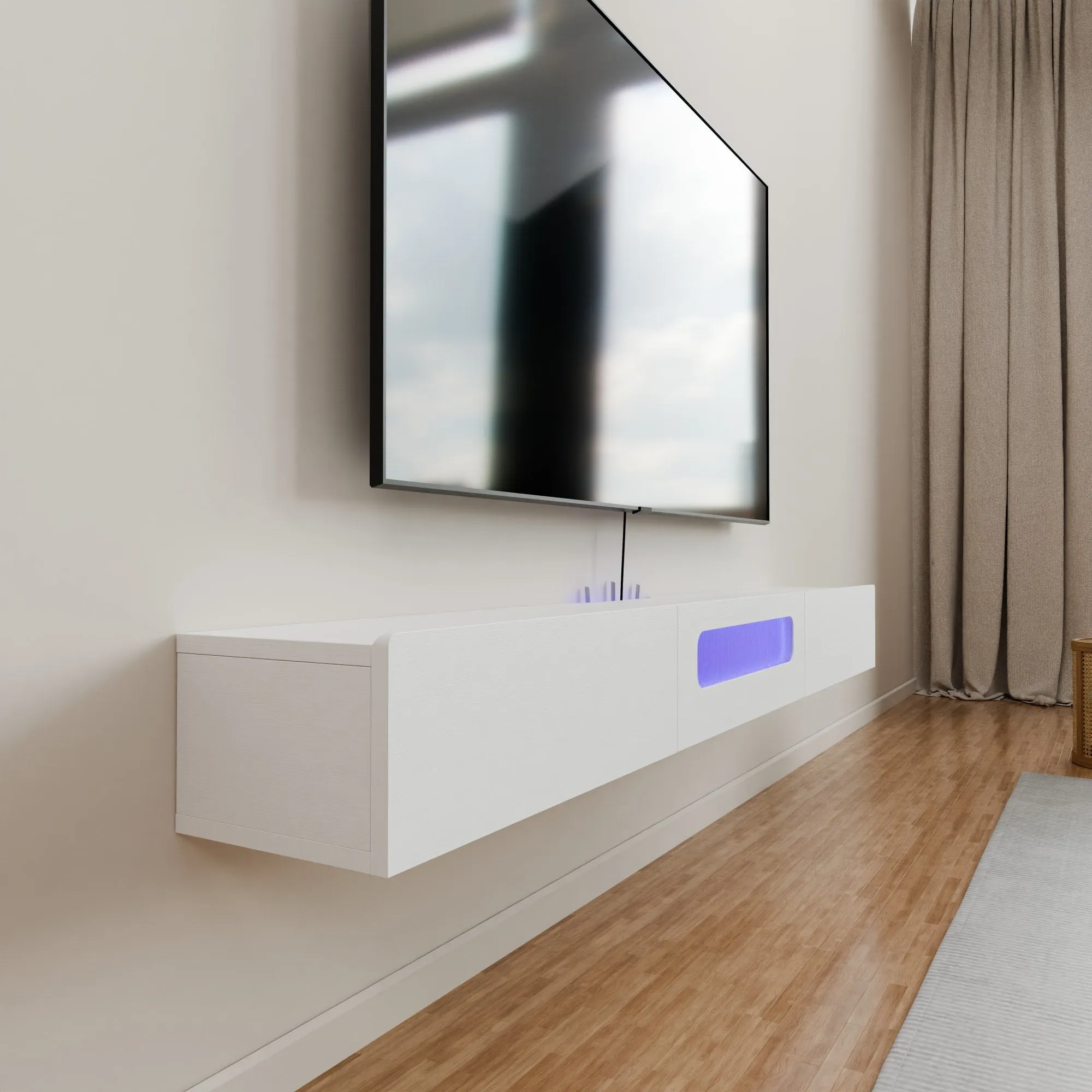 70" Purello Floating TV Stand, White