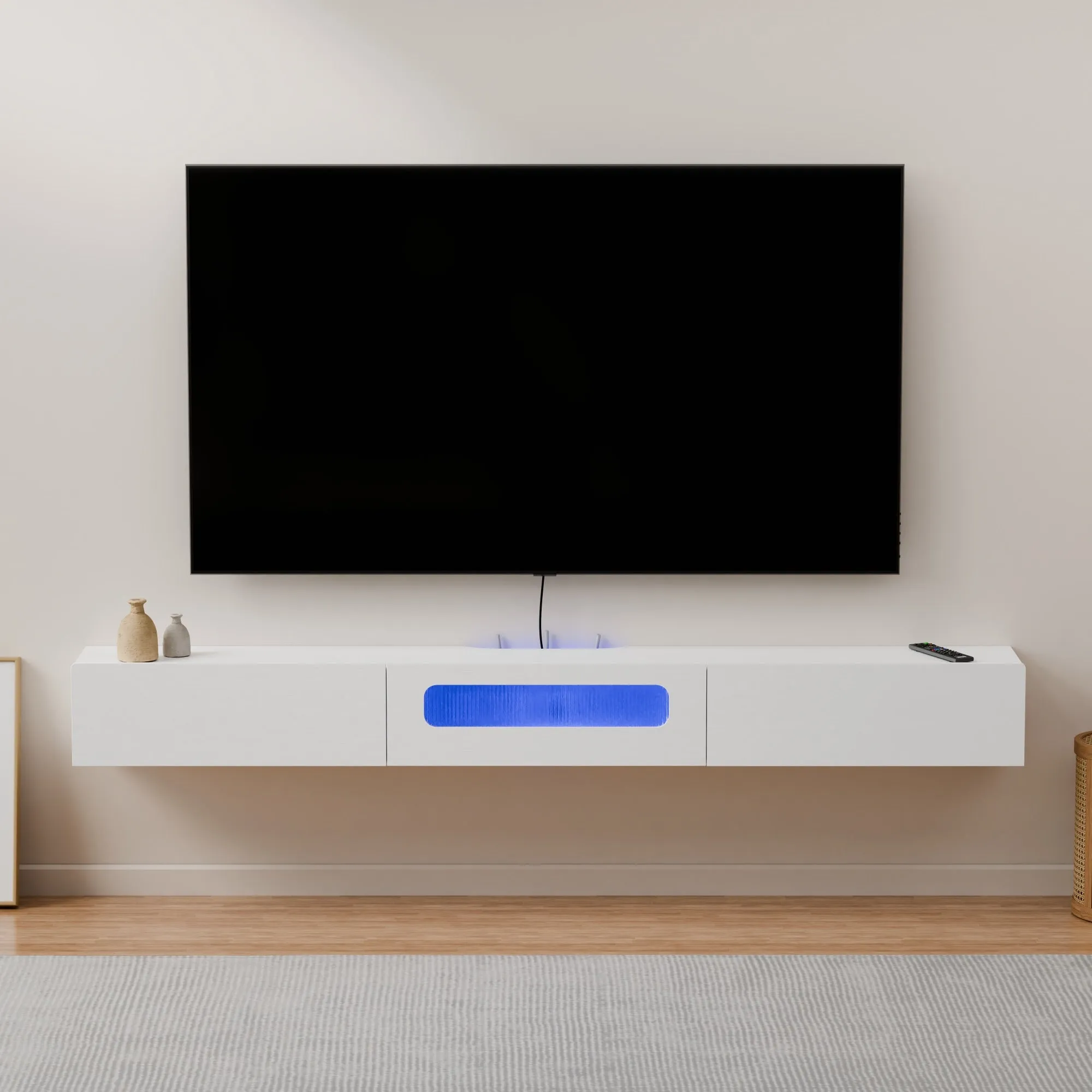 70" Purello Floating TV Stand, White