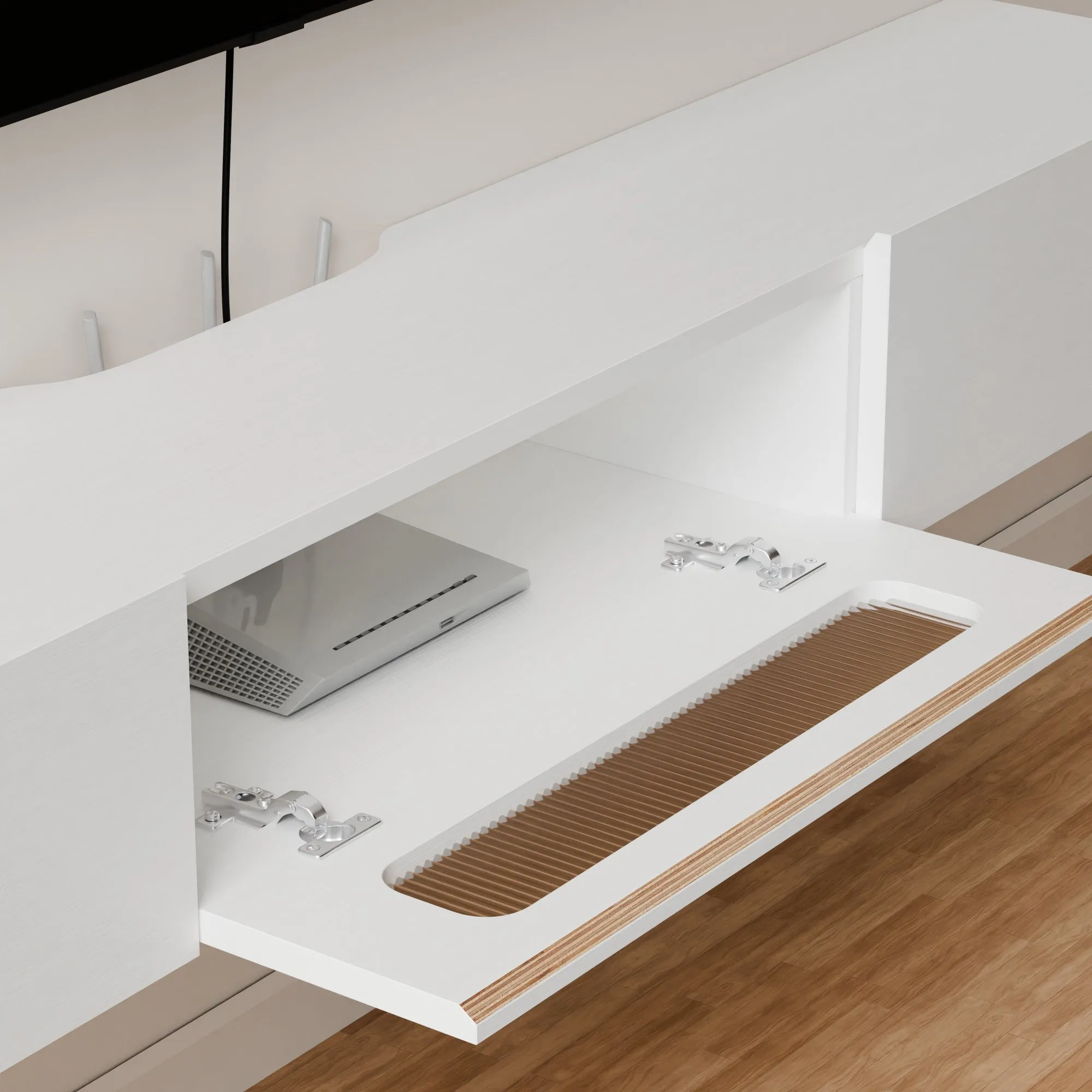 70" Purello Floating TV Stand, White