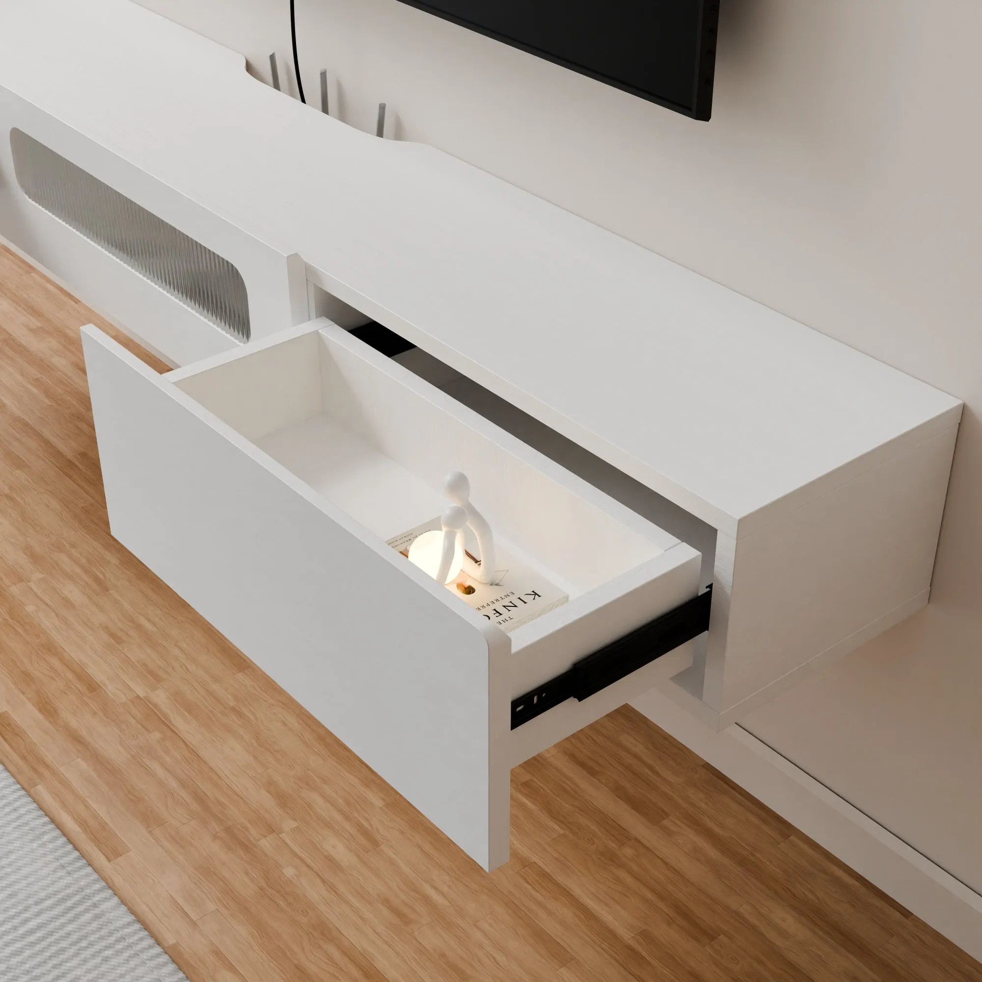 70" Purello Floating TV Stand, White