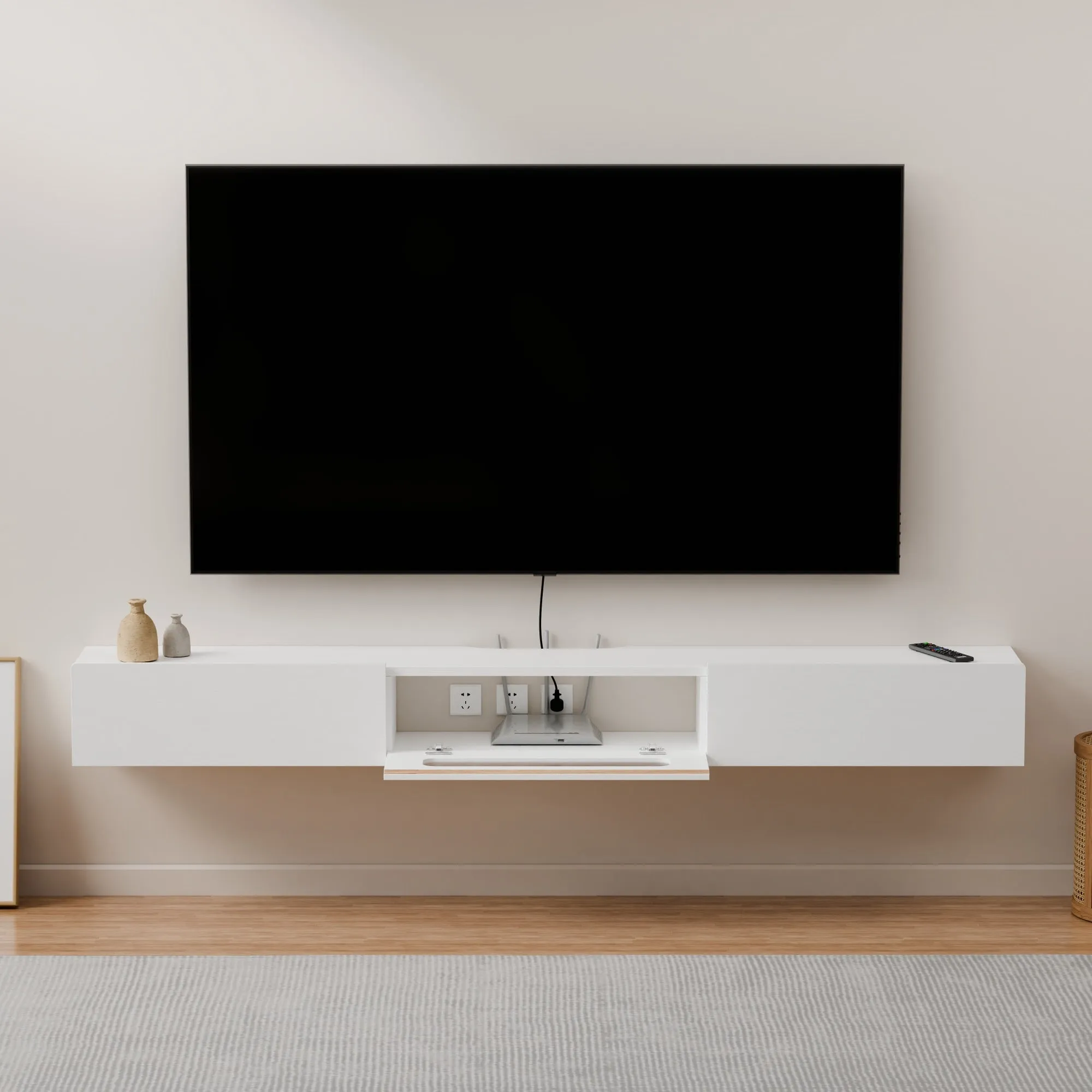 70" Purello Floating TV Stand, White