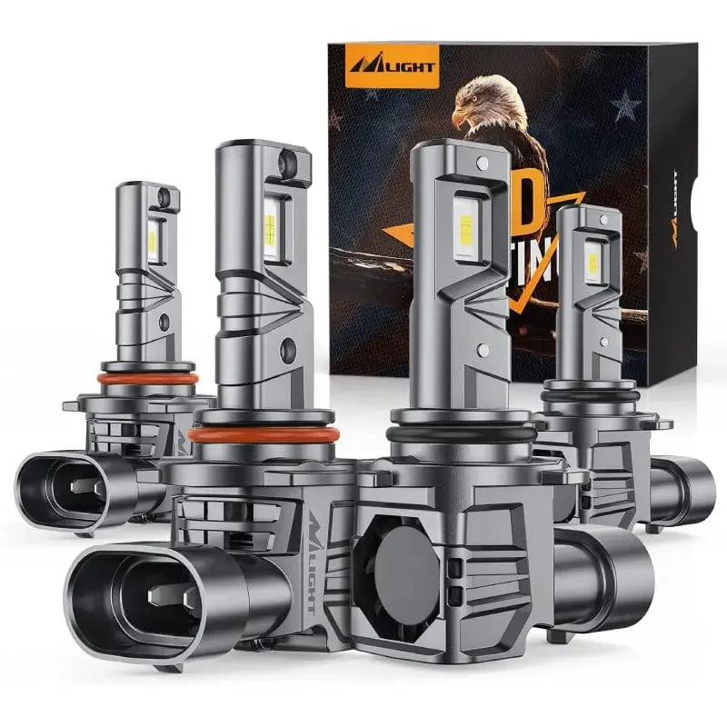 9005/HB3 9006/HB4 LED Headlight Bulbs ES1 Series 160W 32000LM 6000K IP67 | 4 BULBS