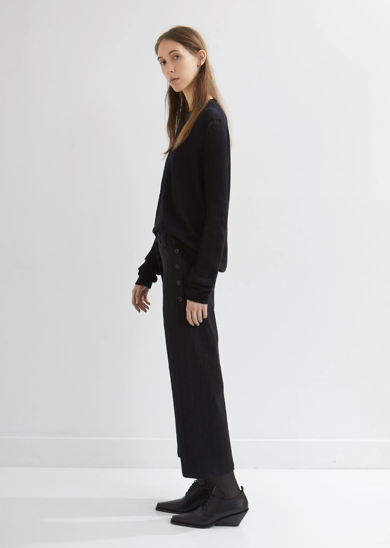 Algernon Linen and Wool Pinstriped Trousers