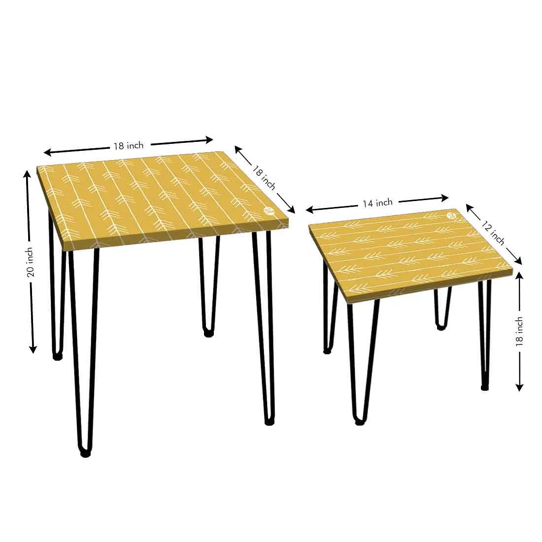 Arrow End Printed 2 Piece Nesting Tables for Tea, Coffee, Side and Corners Online in India