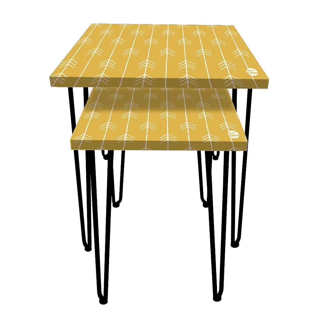 Arrow End Printed 2 Piece Nesting Tables for Tea, Coffee, Side and Corners Online in India