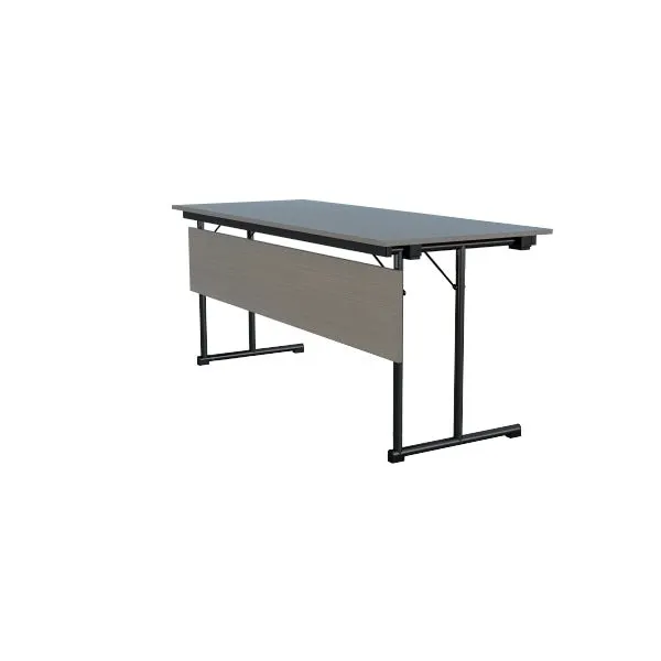 Ash Classroom Rectangle Table L 180 x W 45 x H 75 cm, MDF Laminated Table Tops With Black Metal Folding Legs.