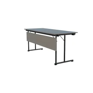 Ash Classroom Rectangle Table L 180 x W 45 x H 75 cm, MDF Laminated Table Tops With Black Metal Folding Legs.