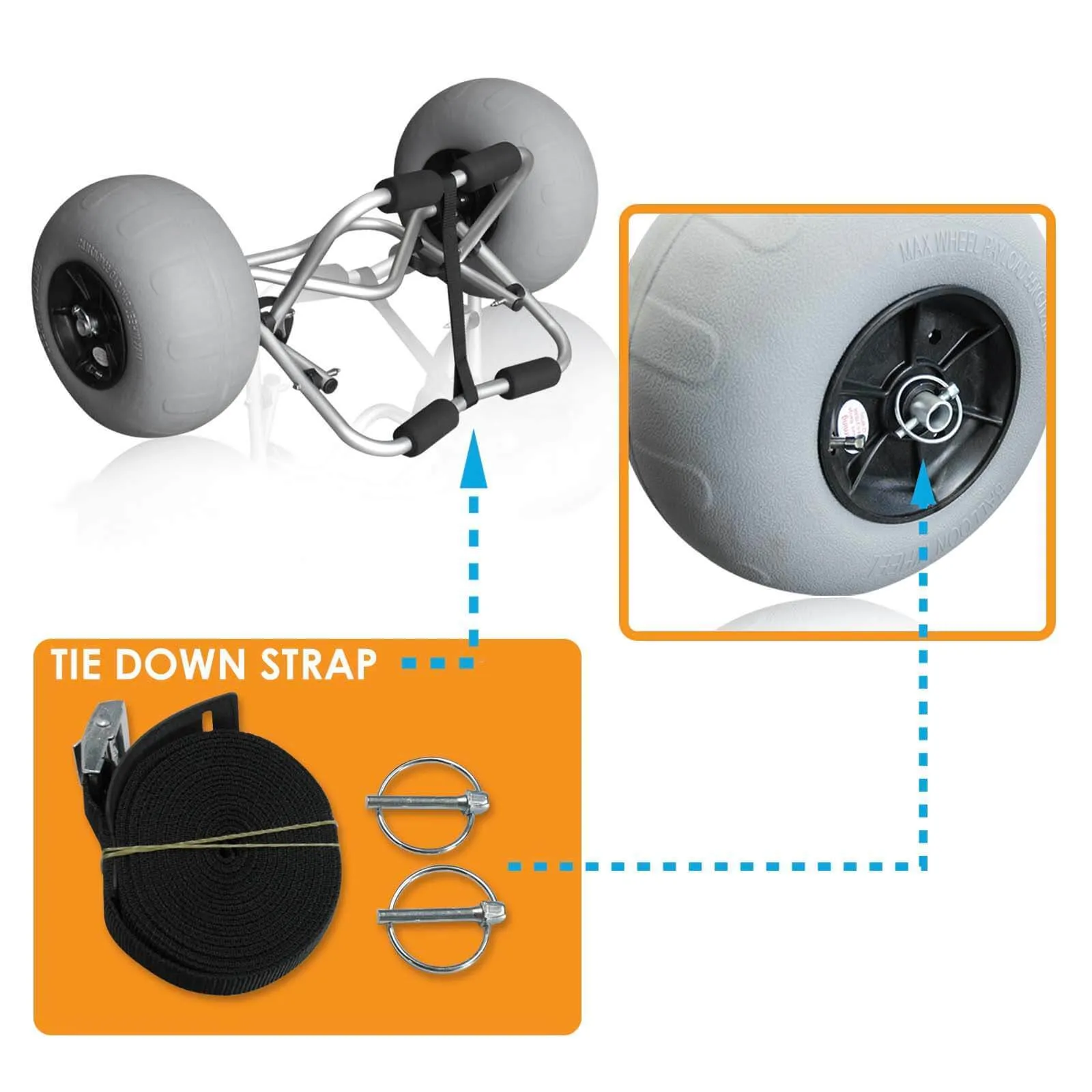 Balloon Wheel Kayak Cart Trolley