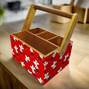 Cafe Cutlery Holder With Handle for Spoons Knives Tissue Organizer - Cool Micky