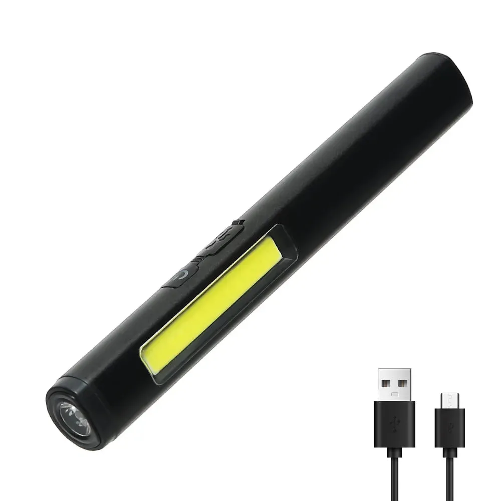 COB Floodlight Flashlight Usb Rechargeable XPE High Beam Aluminum Alloy Pen Clip Work Light Built In Battery with Tail Magnet