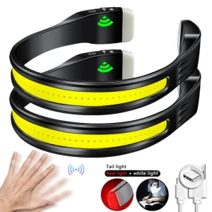 COB Powerful Sensor Headlight USB Rechargeable Head Flashlight With Built in battery 1000LM Head Torch Camping Fishing Lantern