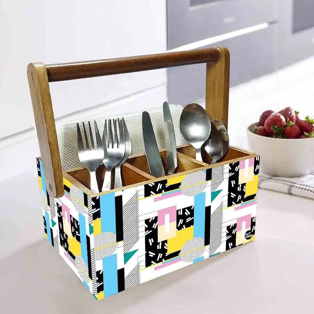 Cutlery Holder for Kitchen Silverware Caddy Organizer Spoons Tissue  - Multi Box Pattern
