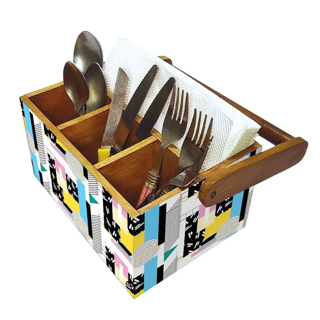 Cutlery Holder for Kitchen Silverware Caddy Organizer Spoons Tissue  - Multi Box Pattern