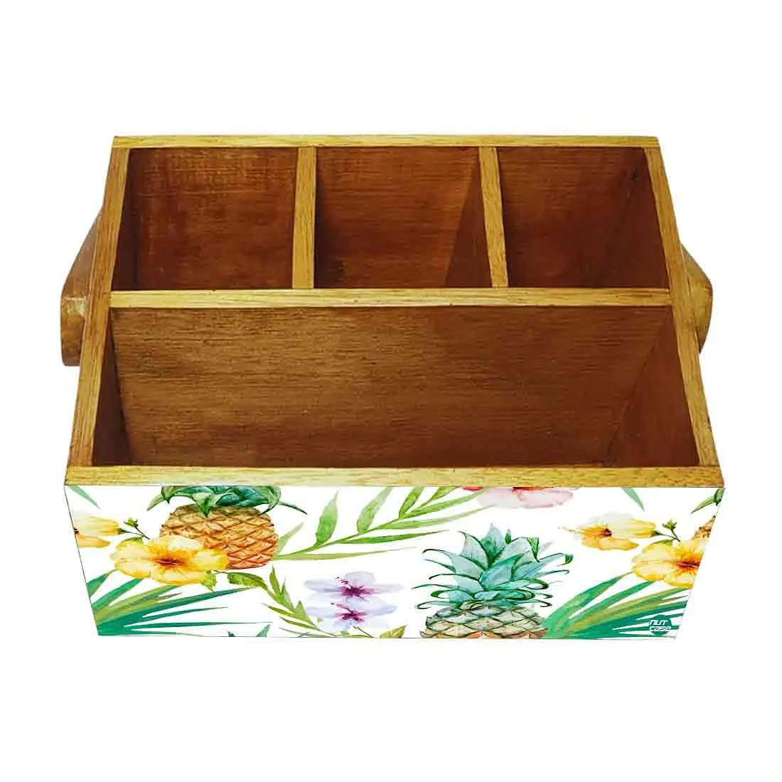 Cutlery Holder With Handle for Dining Table Spoons Tissue Organizer - Pineapple