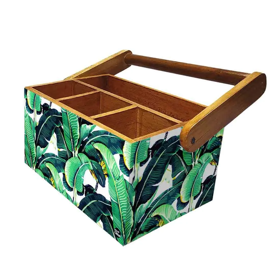 Cutlery Stand for Dining Table Tissue Knives & Spoons Organizer - Banana Leaves