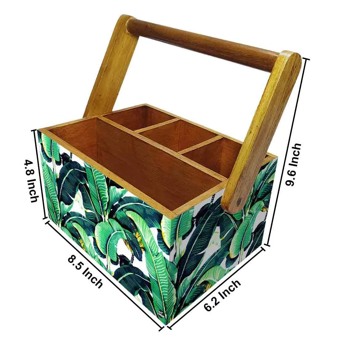 Cutlery Stand for Dining Table Tissue Knives & Spoons Organizer - Banana Leaves