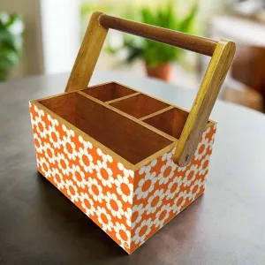 Cutlery Stand for kitchen Big Size Holder With Handle - Orange Flower