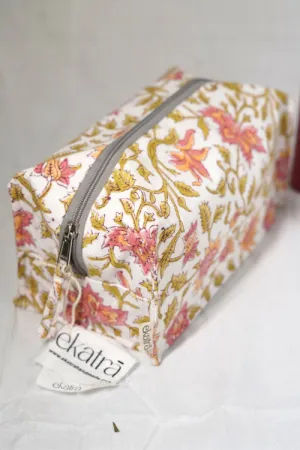 Ekatra 100% Cotton Travel Organizer/Pouch - Pink Floral