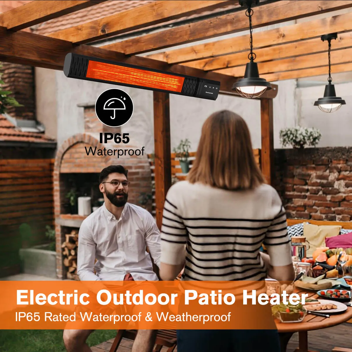 Electric Outdoor Patio Heater - 1500W w/ Low Glare Schott Glass