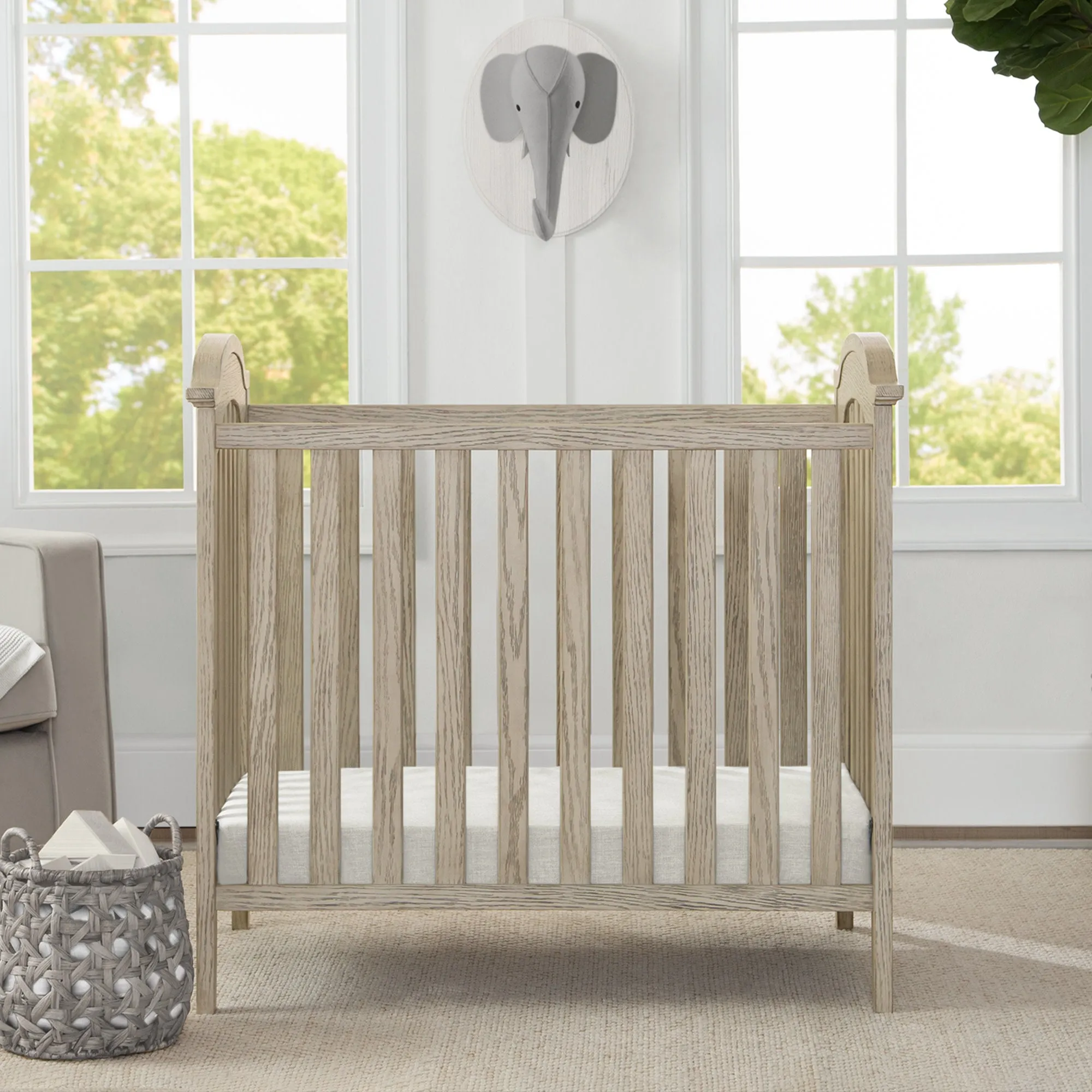 Farmhouse Mini Baby Crib with 2.75-inch Mattress