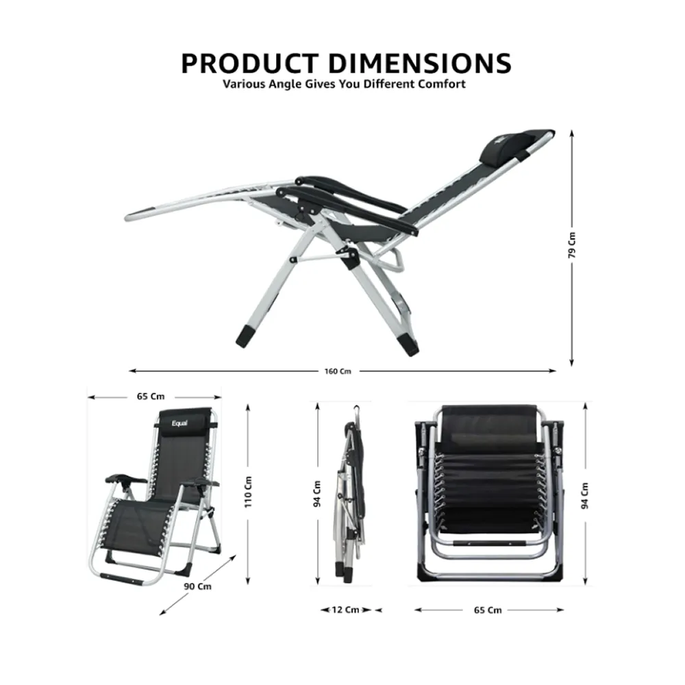 Foldable Heavy Duty Reclining Patio Chair