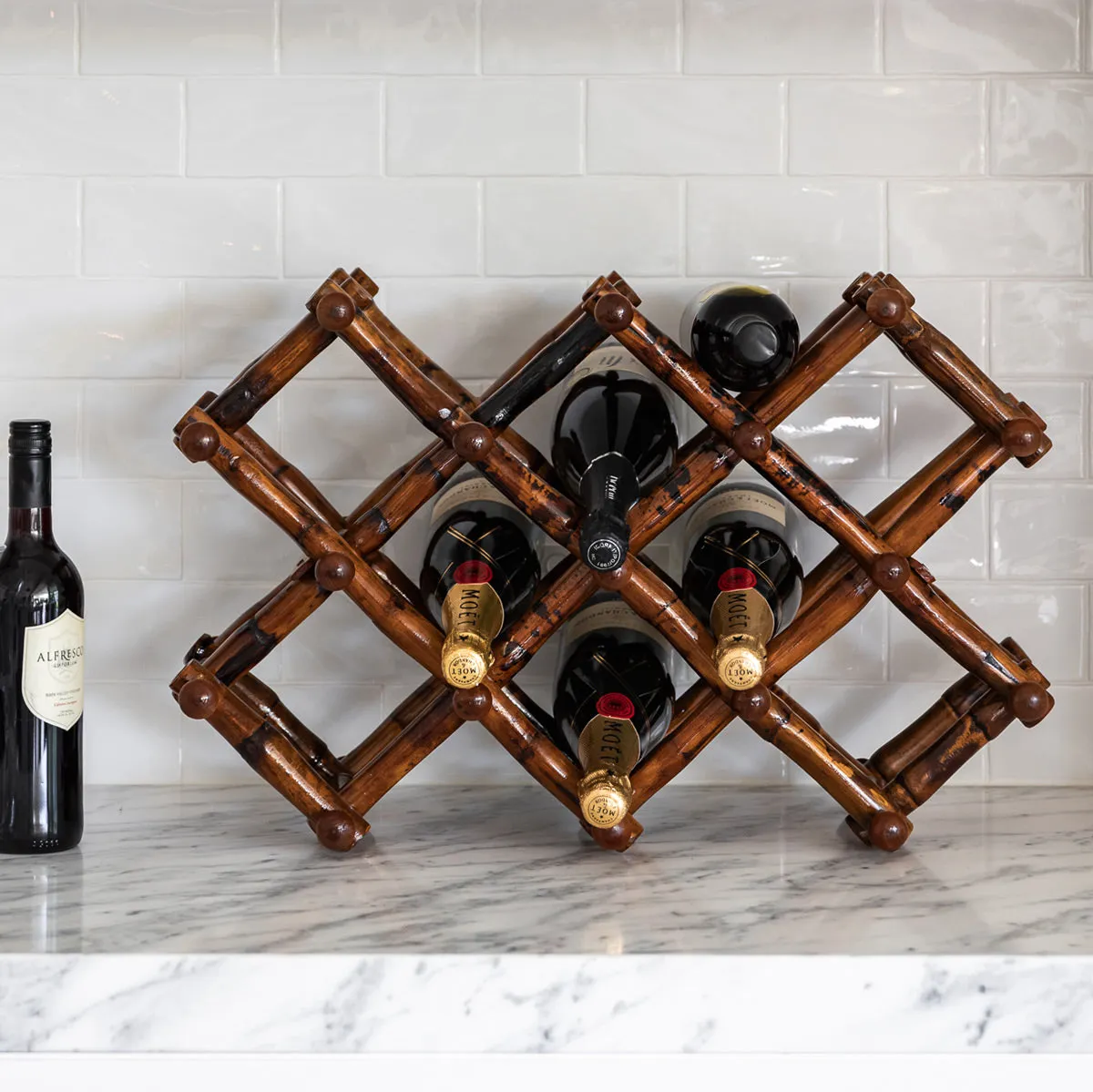 Folding Bamboo Wine Rack