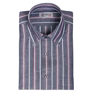Grey, Red & White Stripe Zephir Long Sleeve Shirt