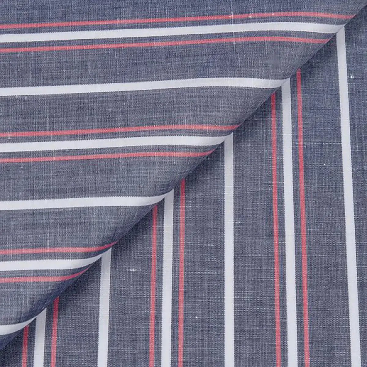 Grey, Red & White Stripe Zephir Long Sleeve Shirt