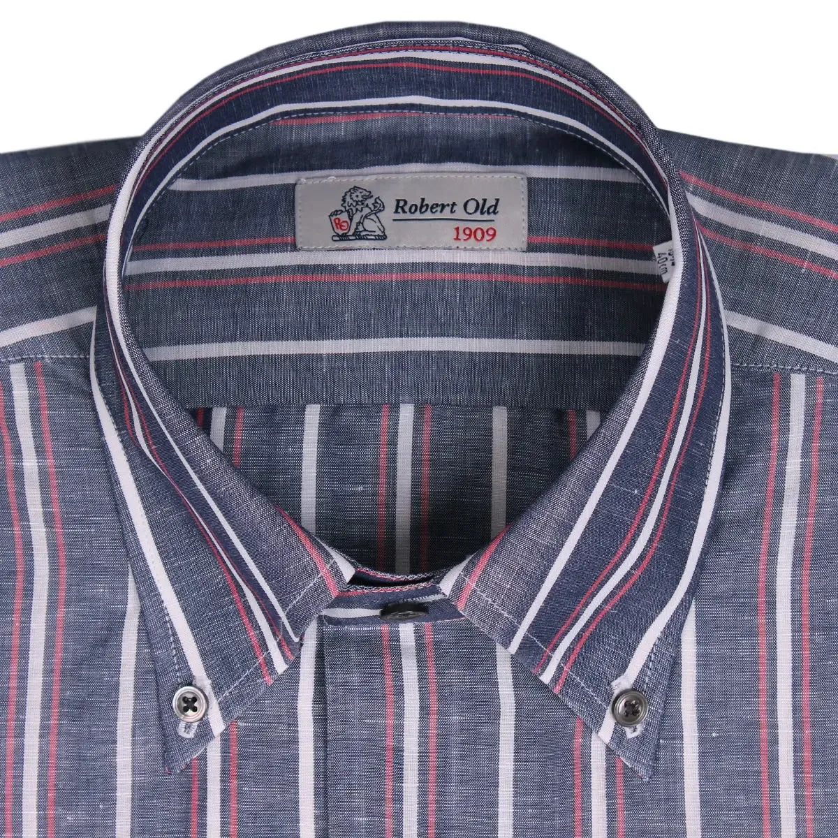 Grey, Red & White Stripe Zephir Long Sleeve Shirt
