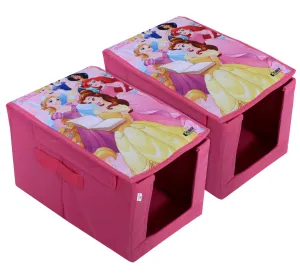 Heart Home Disney Princess Shirt Stacker|Foldable Shirt Stacker for Cloth|Non-Woven Wardrobe Organizer for Home With Lid|Pack of 2 (Pink)