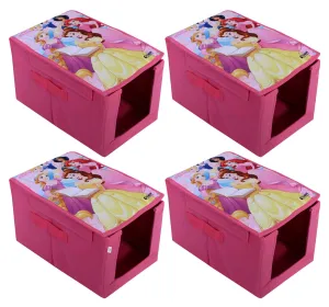 Heart Home Disney Princess Shirt Stacker|Foldable Shirt Stacker for Cloth|Non-Woven Wardrobe Organizer for Home With Lid|Pack of 4 (Pink)