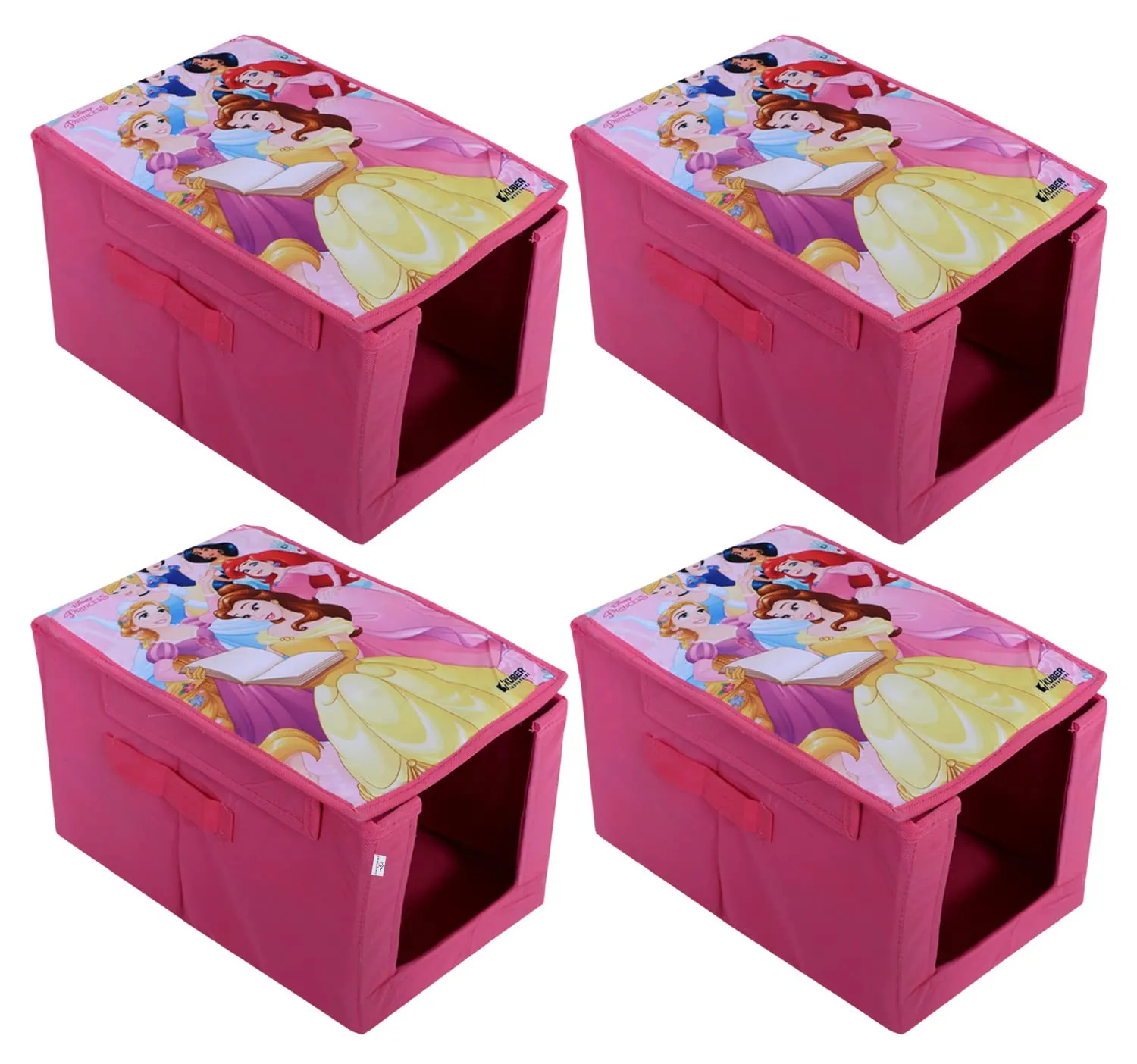 Heart Home Disney Princess Shirt Stacker|Foldable Shirt Stacker for Cloth|Non-Woven Wardrobe Organizer for Home With Lid|Pack of 4 (Pink)