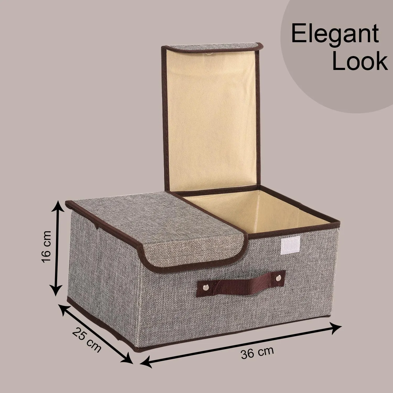 Homestic Foldable Storage Box | Double Lid Storage Box with Handle | Stackable Storage Box For Clothes-Toys-Books | YJA007-GRY | Grey
