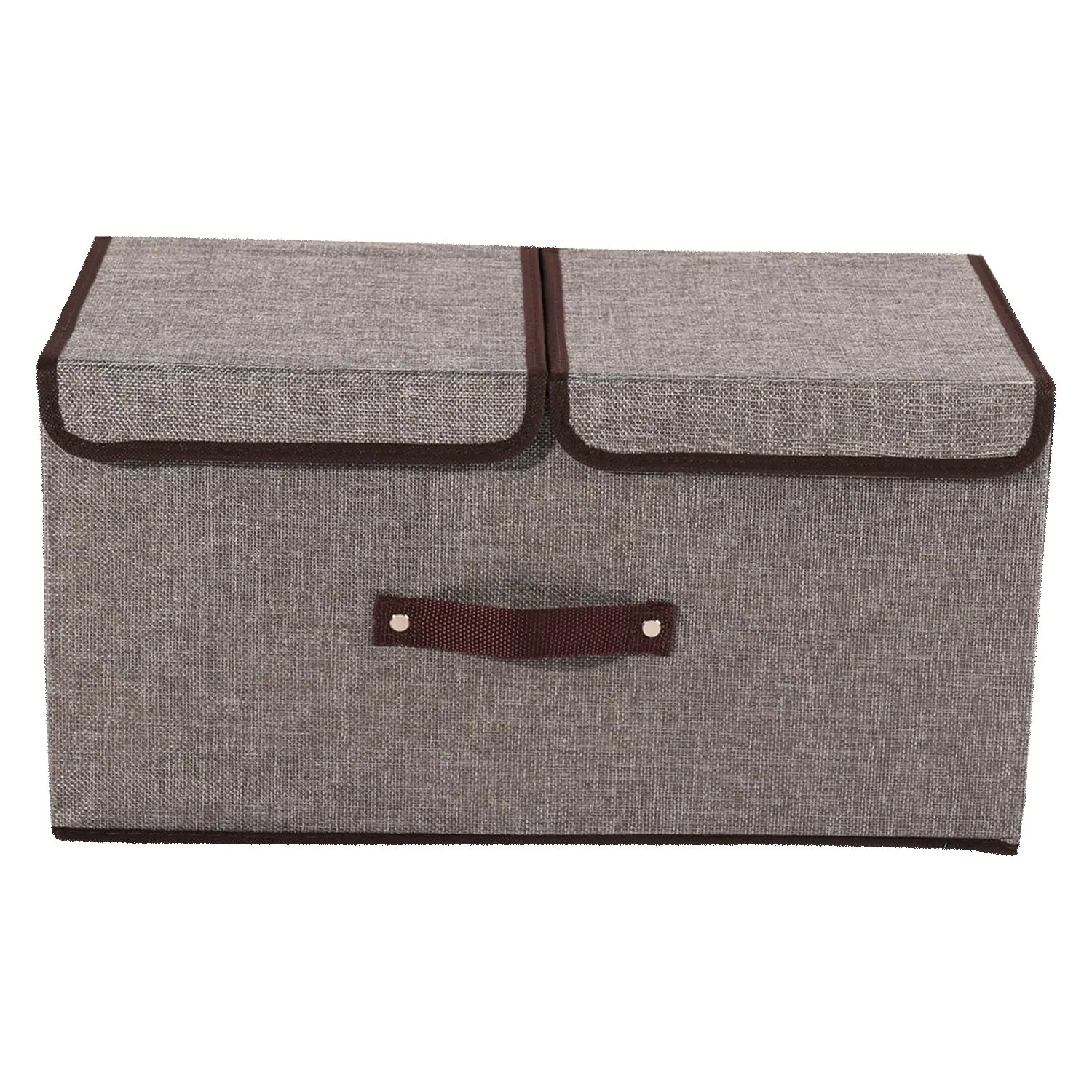 Homestic Foldable Storage Box | Double Lid Storage Box with Handle | Stackable Storage Box For Clothes-Toys-Books | YJA007-GRY | Grey
