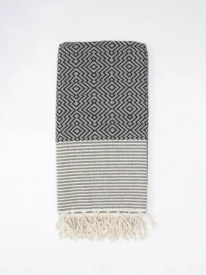 Inca Hammam Towel, Black