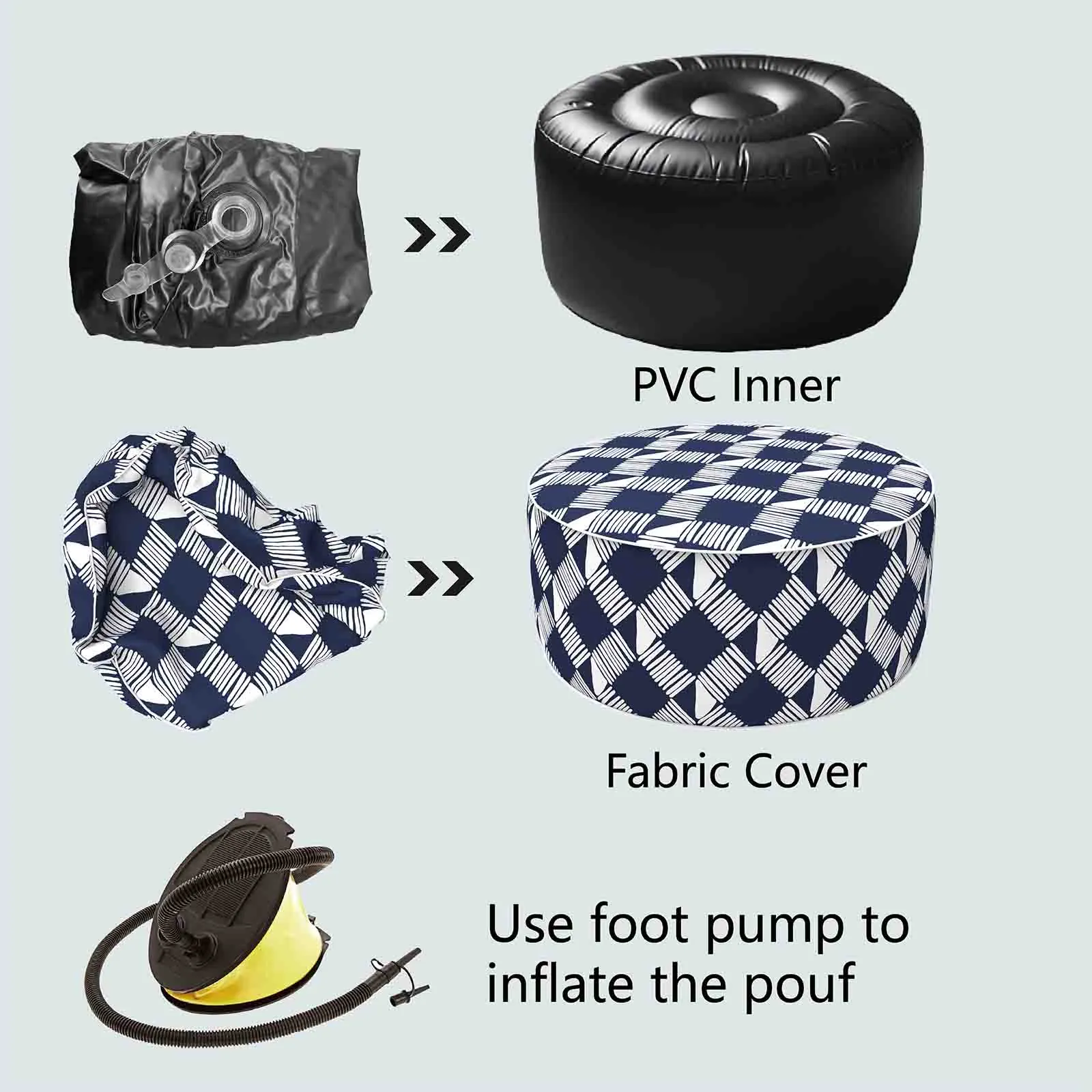 Inflatable Ottoman Knot Navy LVTXIII Outdoor