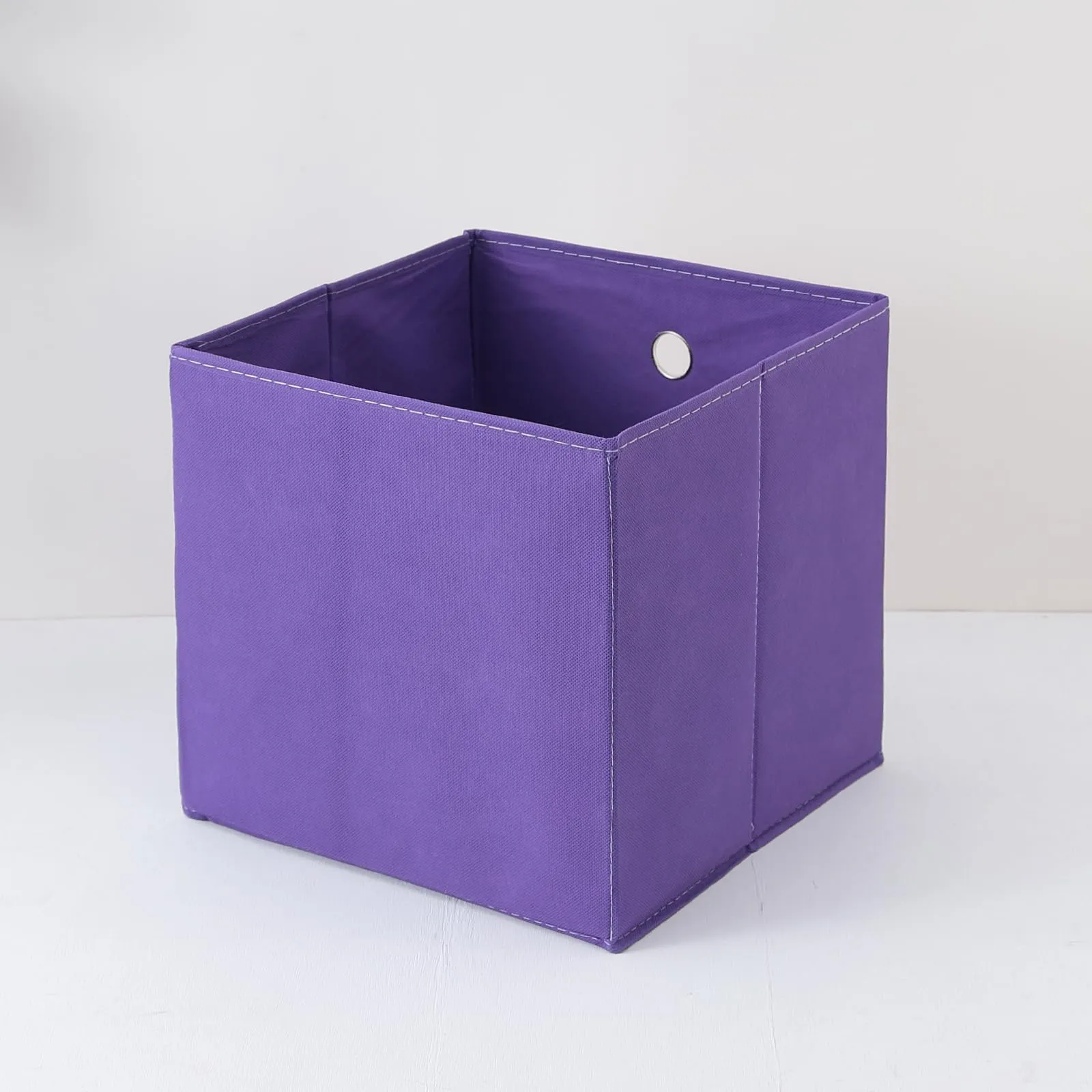 Kuber Industries Foldable Storage Basket|Square Toy Storage Bin|Front Grab Handle|Wardrobe, Closet Organizer (Purple) (Pack Of 2)