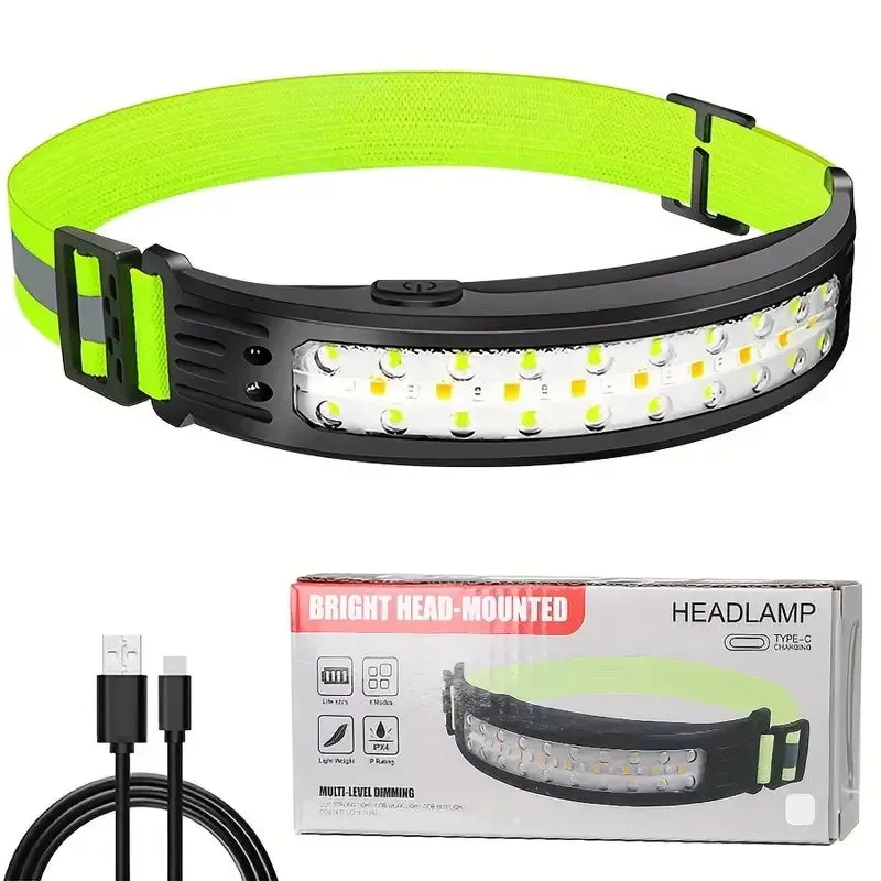 LED Motion Sensor Headlamp USB Rechargeable Flashlight Headlights Head Torch Helmet Lights For Running Camping