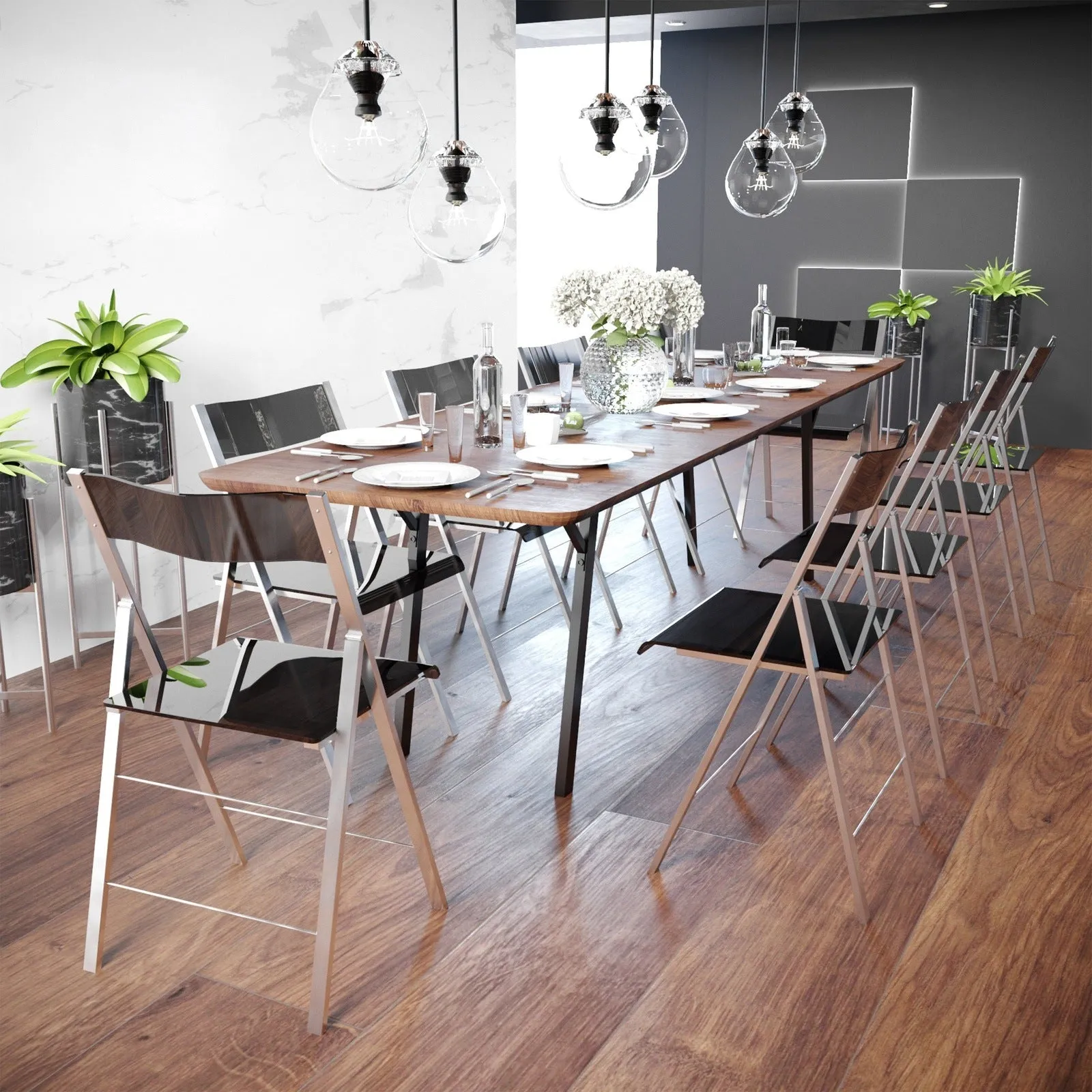 Menno Modern Acrylic Folding Chair Set of 2