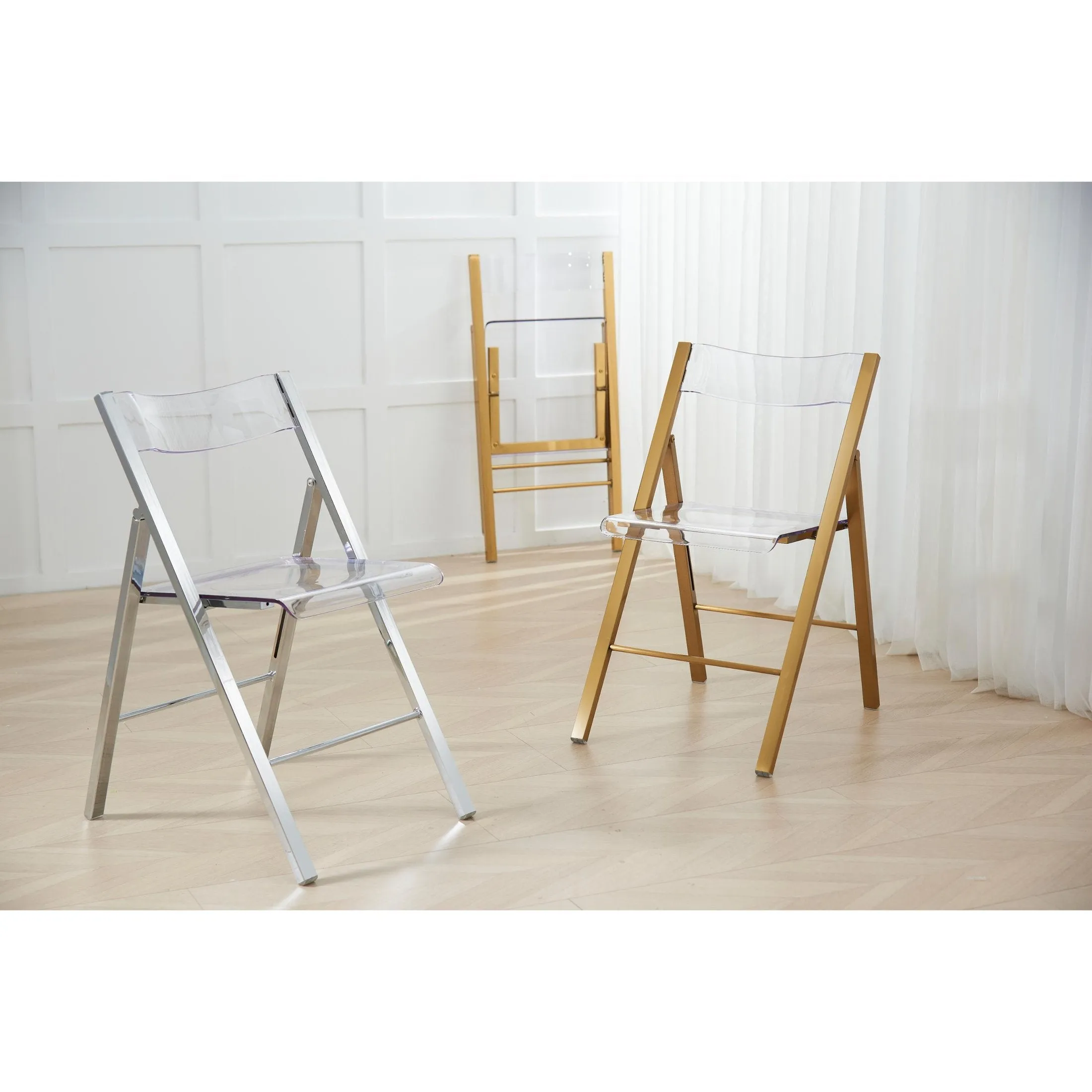 Menno Modern Acrylic Gold Base Folding Chair