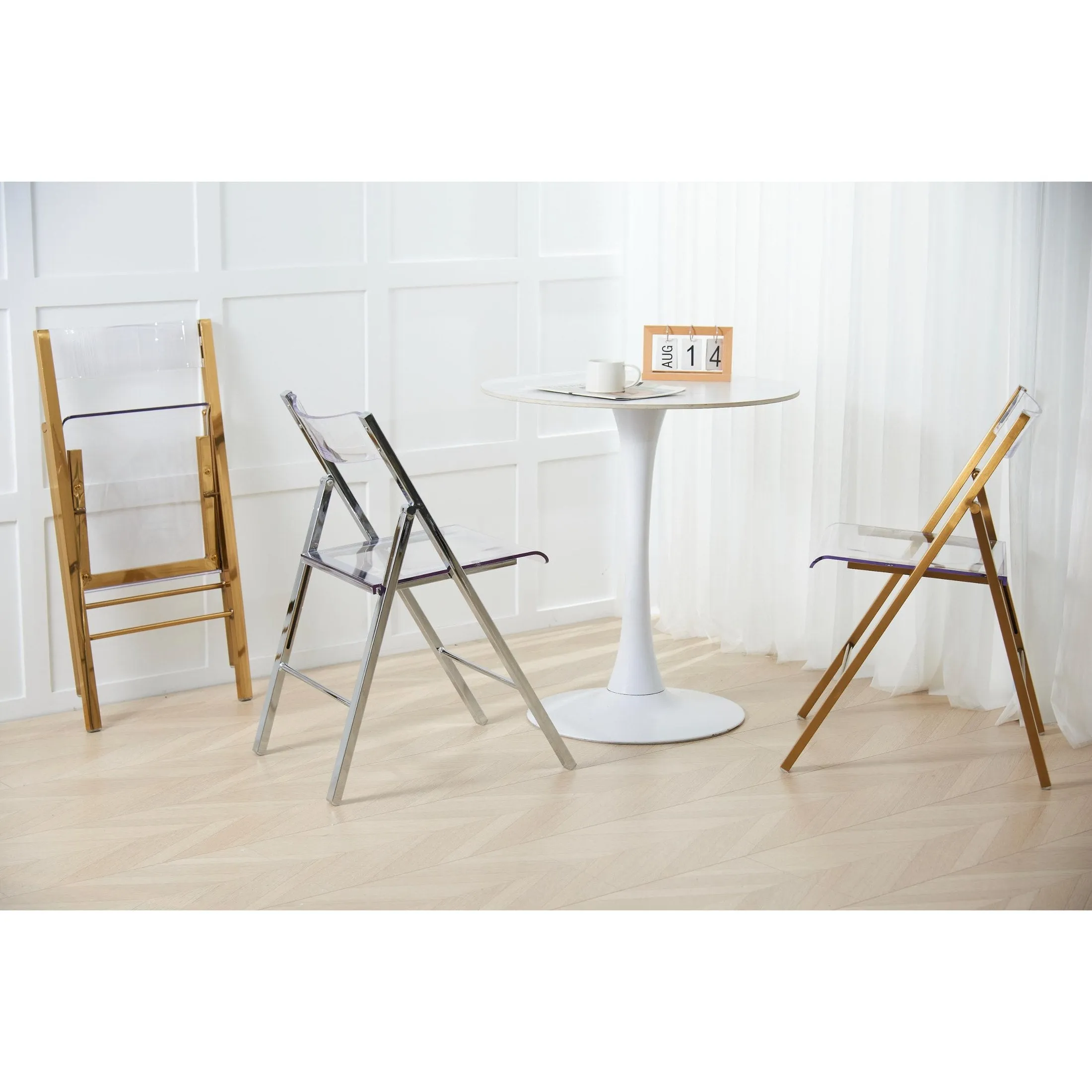 Menno Modern Acrylic Gold Base Folding Chair