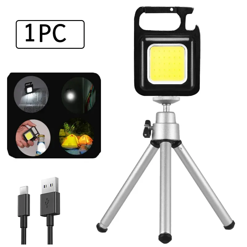 Mini LED WorkLight Portable Pocket FlashLight Keychains USB Rechargeable Outdoor Camping LIGHT Small Light Corkscrew