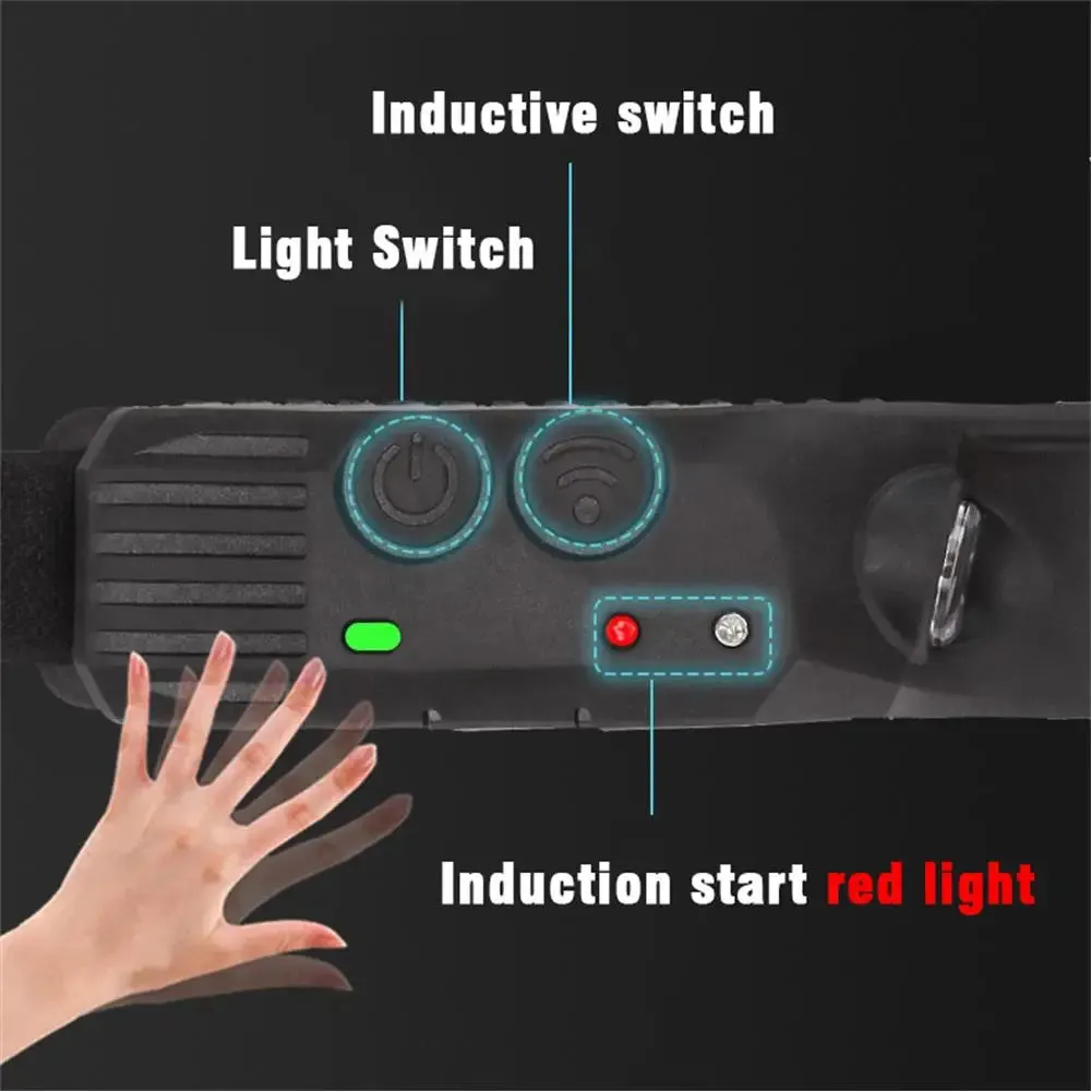 Multifunctional induction headlights 3 COB White red yellow light USB Rechargeable Head Torch 10 Lighting Modes Head Light