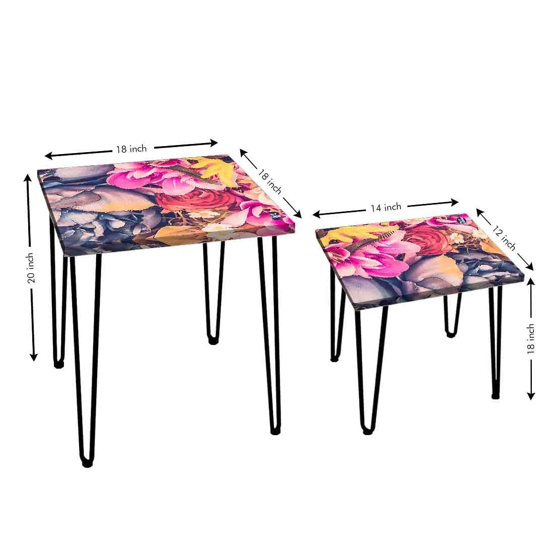Nesting Side Table Set of 2 in a Floral Design Online in India