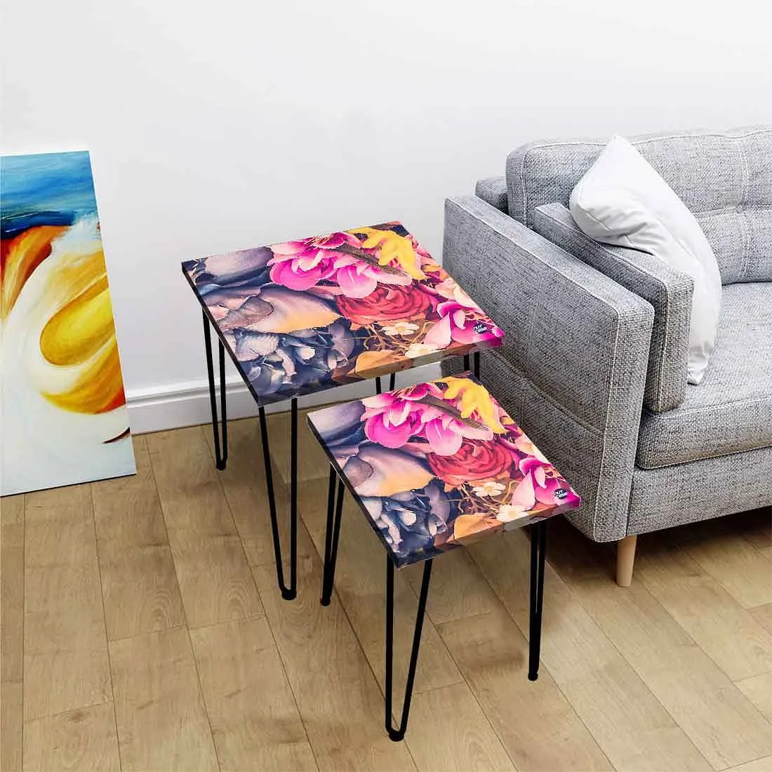 Nesting Side Table Set of 2 in a Floral Design Online in India