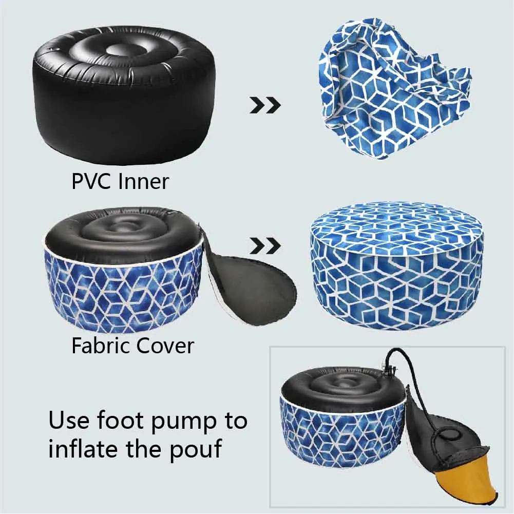 outdoor Inflatable Ottoman Cube Blue LVTXIII Outdoor